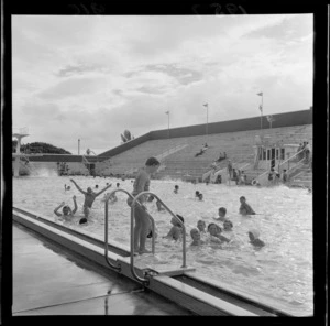 Children playing in Naenae Olympic Pool, Lower Hutt