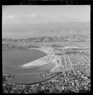 Aerial view of reclamation works, Evans Bay, Wellington