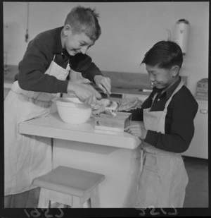 Boys in cooking class, South Wellington Intermediate School