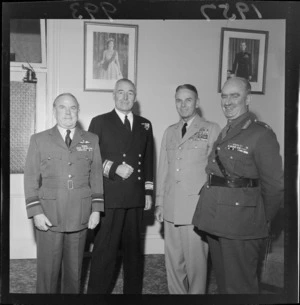 Air Vice-Marshall C E Kay, Rear-Admiral J E H McBeath, Chief of Staff of the United States Army General Maxwell D Taylor and Major General C E Weir