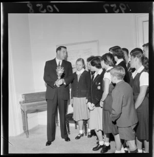 Mayor Francis (Frank) Joseph Kitts with unidentified college students