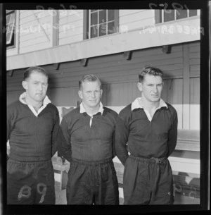 Mr McMullen, Mr Riley and Mr Freebairn, 1957 All Black rugby union trialists