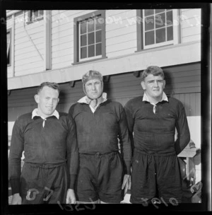 M McDonald, Mr Wooten and I MacEwan, 1957 All Black rugby union trialists