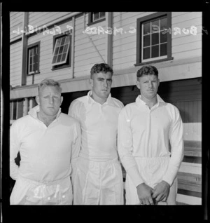 I Flavell, C Meads and P Burke, 1957 All Black rugby union trialists