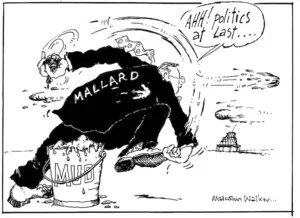 MALLARD. MUD. "AHH! politics at last..." Sunday News, 25 March 2001