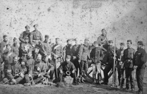 General Duncan Alexander Cameron with a group of soldiers of the Colonial Defence Force