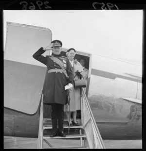 Governor General, The Lord Norrie, departing Wellington with Lady Norrie