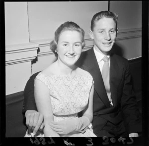 Unidentified couple at the Wellington Girls' College annual dance at the Town Hall, Wellington