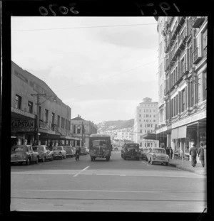 Cars doubled parked in Mercer Street, Wellington