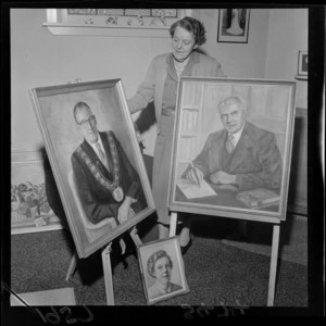 Mrs Gladys Coleman with some display of paintings