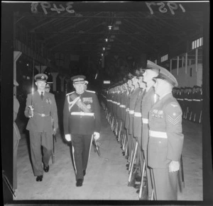 Governor General Lord Cobham inspecting the Guard of Honour on his arrival in Wellington