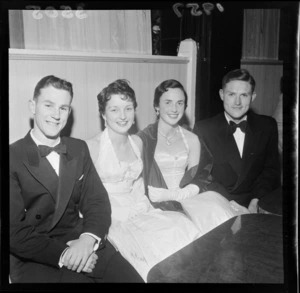 Two unidentified couples at the Dentist's Ball at the Majestic Cabaret, Wellington [Blue Domino?]