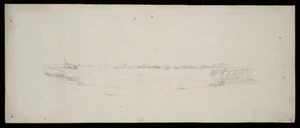 Artist unknown :[The Avon River, St Michael and All Angels, and a windmill, Christchurch. ca 1872-1874?]