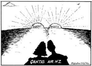 Sunset. Ansett. Qantas. Air NZ. Sunday News, 10 March 2002