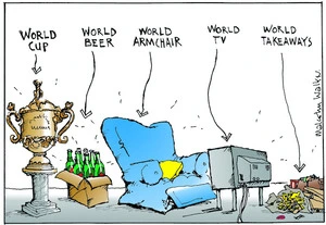 World Cup. World Beer. World Armchair. World TV. World Takeaways. Sunday News, 3 October 2003