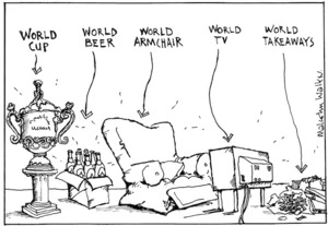 World Cup. World Beer. World Armchair. World TV. World Takeaways. Sunday News, 3 October 2003