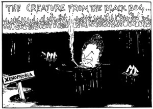 THE CREATURE FROM THE BLACK BOG... Xenophobia. Sunday News, 5 December 2003