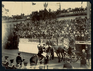 Mulcock, E L, fl 1971 :Photograph of an event during the 1901 visit of the Duke and Duchess of Cornwall and York