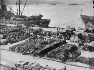 American World War II supplies at Aotea Quay, Wellington