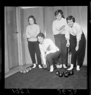 Indoor bowls at Youth Club, Taita, Lower Hutt