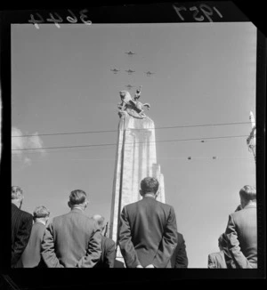 Flyover in formation at Wellington Cenotaph to commemorate the Battle of Britain