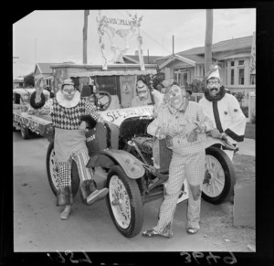 Clowns at Elvis' Pelvis float, Hastings Blossom Festival