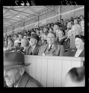 Governor General Lord Cobham and Lady Cobham at a rugby game, Wellington