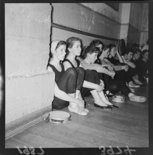 Dancers sitting against the wall, Wellington Ballet Company