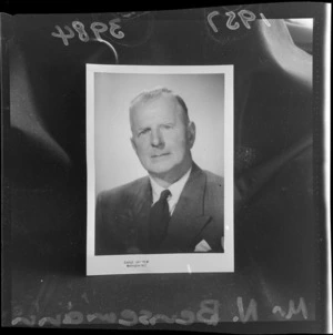 National Party candidate, Mr N Bensemann - Photograph taken by Earle Andrew