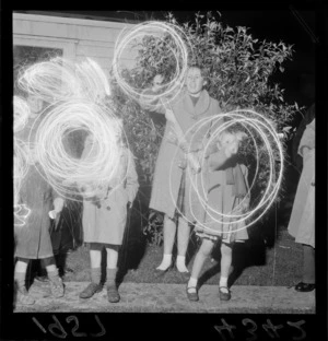 Children with 'sparkler' fireworks, Guy Fawkes Night