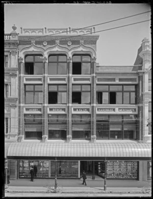 Building frontage of Ashby Bergh and Co Ltd, hardware merchants, High Street, Christchurch