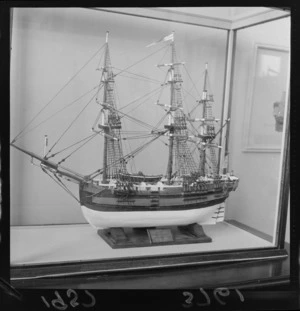 Model of Captain James Cook's Endeavour, exhibited at Dominion Museum