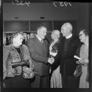 The Mayor of Lower Hutt (P Dowse) and the Moderator of the Presbyterian Church (R G McDowell) with their wives