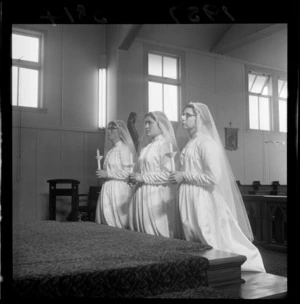 Unnamed postulants before the altar, Home of Compassion