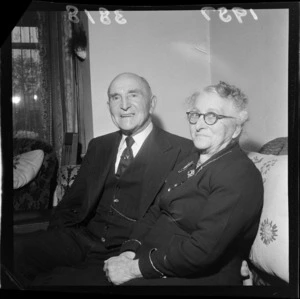 Mr & Mrs E Hawkins of Petone at their 65th wedding anniversary