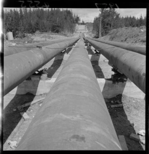 Pipes at Wairakei geothermal and steam power station, Taupo