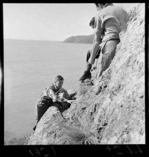 Rock climbing at Titahi Bay, Wellington