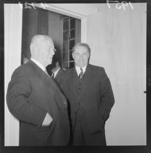 Walter Nash and Jack Marshall at the 1957 General Election