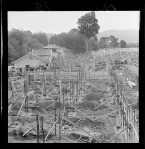 Construction of the new grandstand at the Tauherenikau Racecourse, Southern Wairarapa