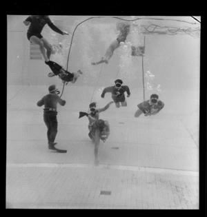 Divers from the Hutt Valley Drainage Board at Naenae Pool, Lower Hutt