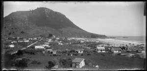 The view looking, over houses, towards Mount Maunganui