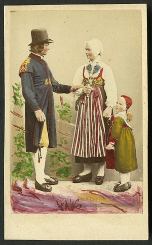 Eurenius, W A & Quist (Stockholm) fl 1870s :Photograph of unidentified man, woman and young girl dressed in folk costume