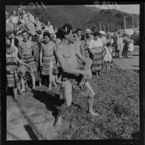 Maori performing at opening of new meeting house