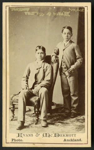 Evans & McDermott (Auckland) fl 1870s :Portrait of the 2 Warbrick boys (Rotorua)