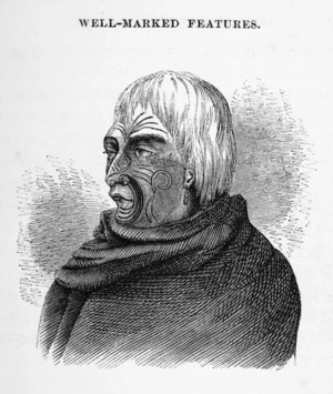 Artist unknown :Well-marked features. Rauperaha, chief of the Ngatitoa. [1849]