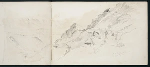 Hodgkins, William Mathew, 1833-1898 :The Pisa Ranges Upper Clutha Valley from above C[romw]ell. [1877]