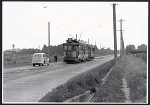 Bexley Road, Christchurch, with tram