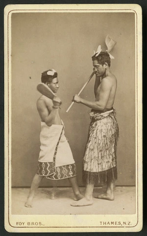 Foy Brothers (Thames) fl 1872 :Portrait of 2 unidentifiied young Maori men