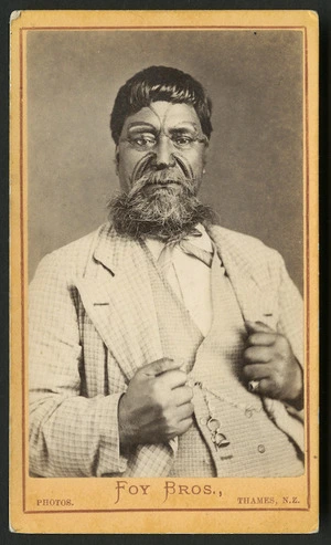 Foy Brothers (Thames) fl 1872 :Portrait of unidentifiied Maori man