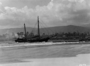 Ship crossing the bar at Karamea